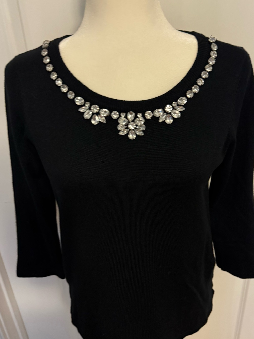 stradivarius Black Jewel-Embellished Necklace Top